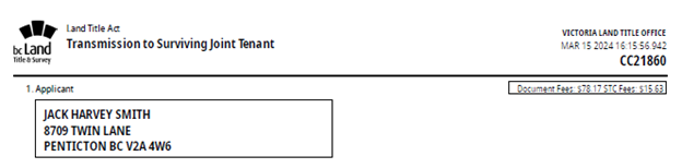 Applicant section of the form