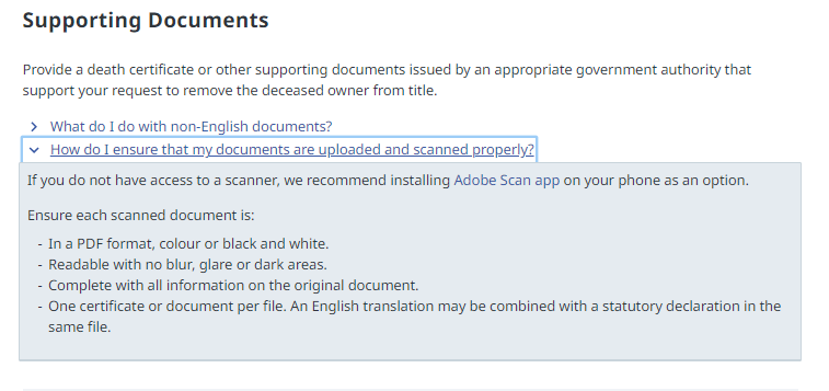 Scanning requirements