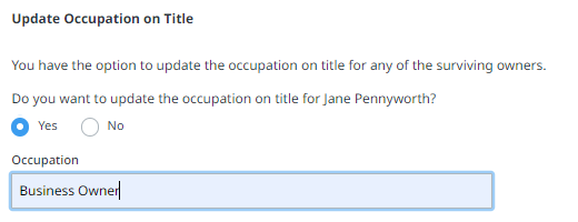 Update occupation on land title
