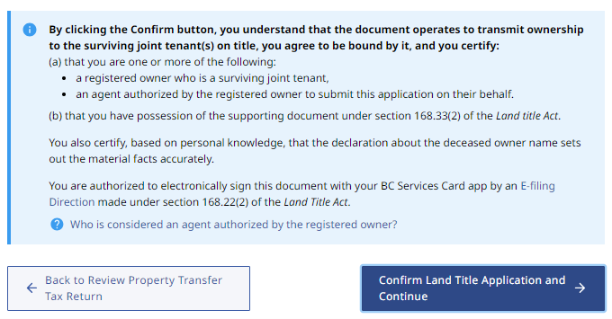 Land Title Act certification statement