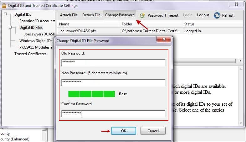 Change Digital ID File Password