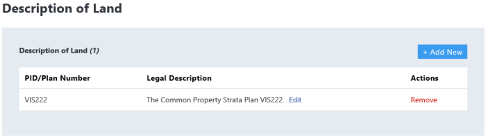 Legal description field and resolution affecting common property