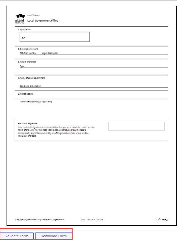 Web filing form preview, validate and download