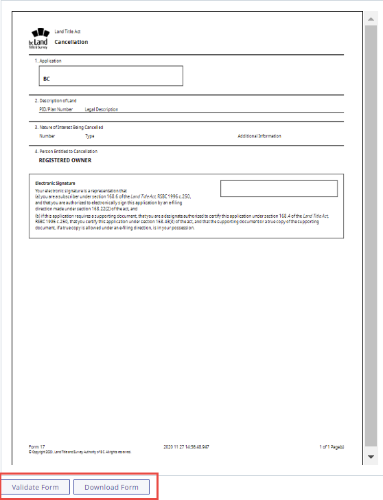 Web Filing Form preview, validate and download