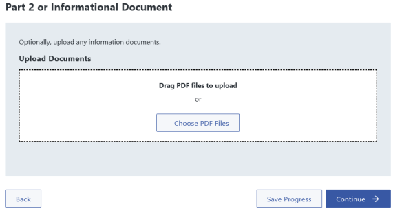 Part 2 or Informational Document data entry section
