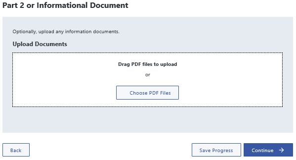 Part 2 or Informational Document data entry section 