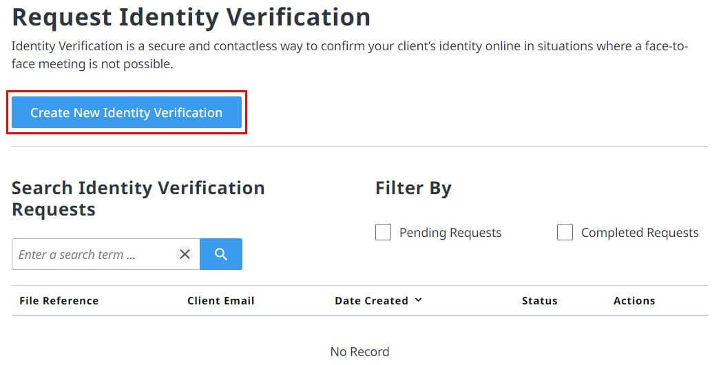 Create New Identity Verification