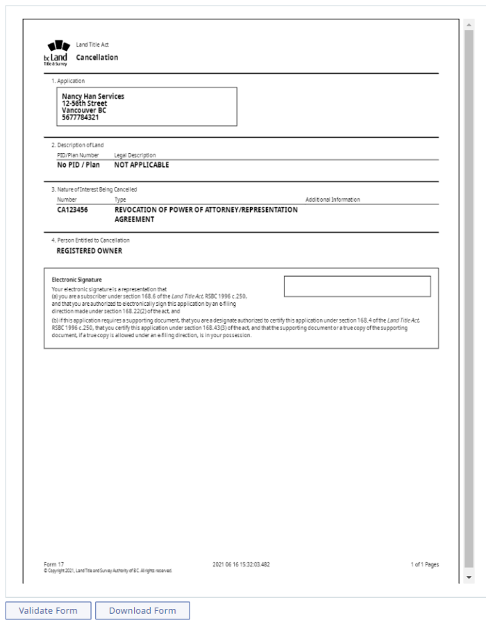 Web filing form validate and download