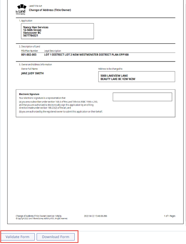 Web filing form preview, validate, and download
