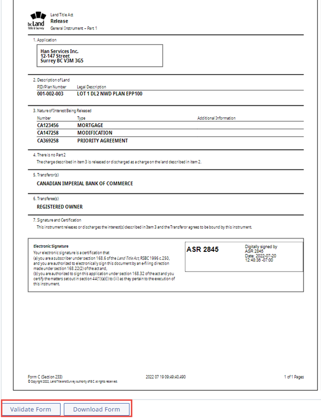 Web Filing Form preview, validate, download