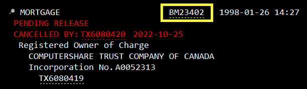 Enter Original Charge Number for a Charge that was Transferred