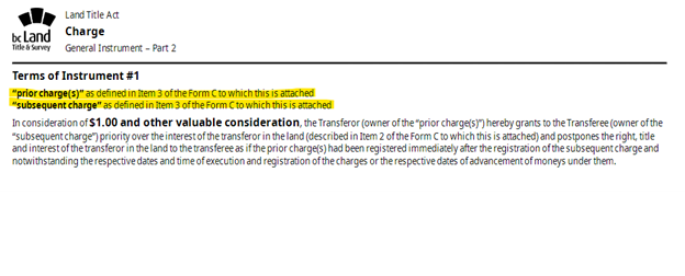 Definitions of "Prior Charge(s)"  and "Subsequent Charge" in Part 2 refer to Item 3