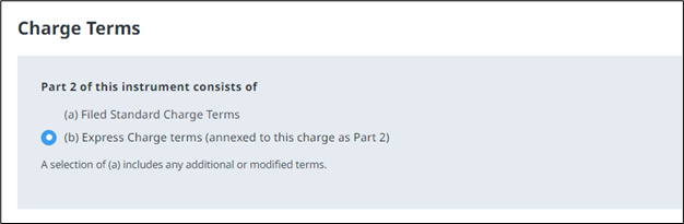 Charge Terms is a read only field with terms automatically appended to the form