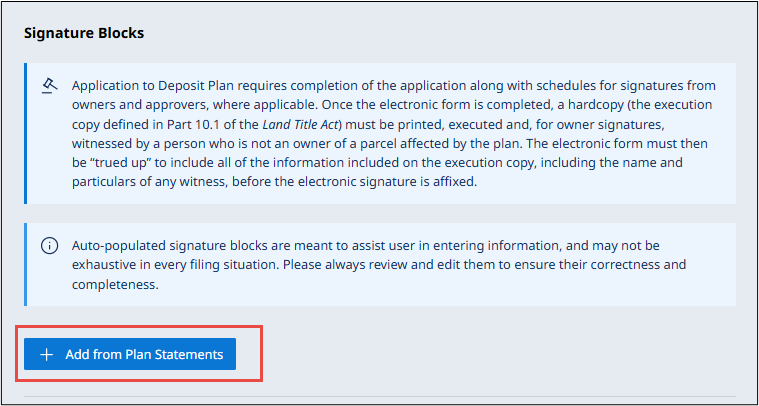 Add from Plan Statements