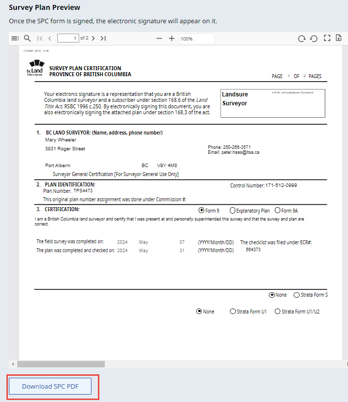 Survey Plan Preview