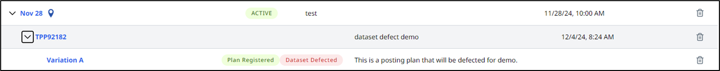 Dataset defected status