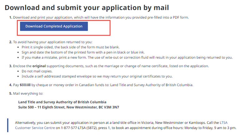 Download the application for mail or in person applications