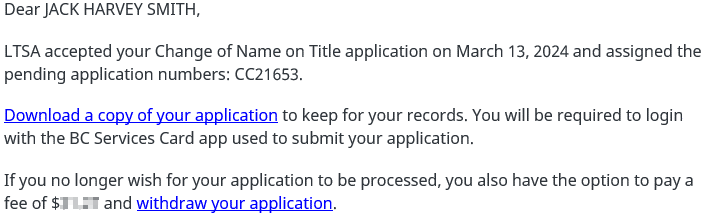 Accepted email with link to download or withdraw