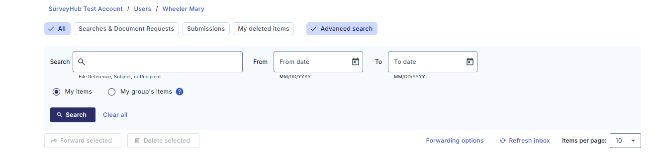 Search Inbox Items | System Help