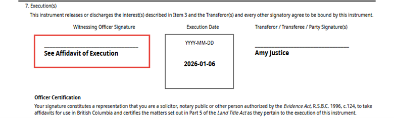 Web Filing Form C Release autogenerates Affidavit of Execution