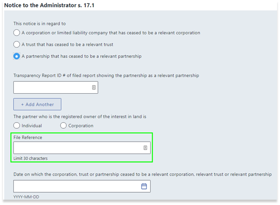 Notice to the Administrator S. 17.1