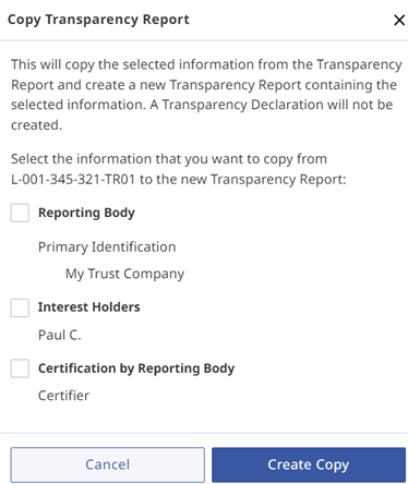 Copy Transparency Report