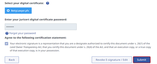 Certification Section