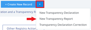 Create New Transparency Report menu