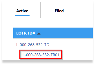 LOTR Filings under the Active Tab