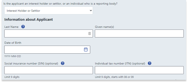 Information about Applicant