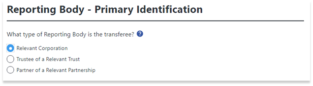 Reporting Body - Primary Identification