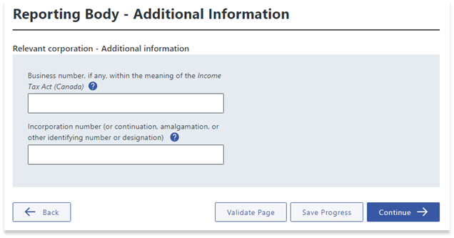Reporting Body - Additional Information
