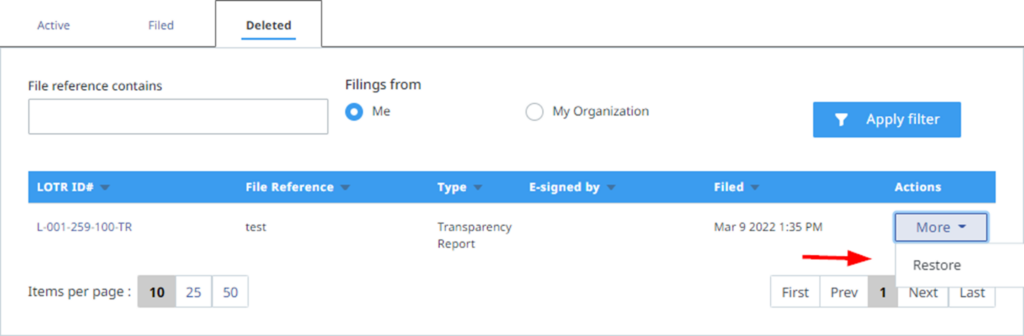 Restore Deleted Transparency Report