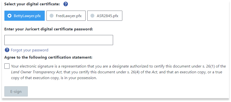 Certification and Electronic Signature