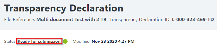 Ready for Submission status