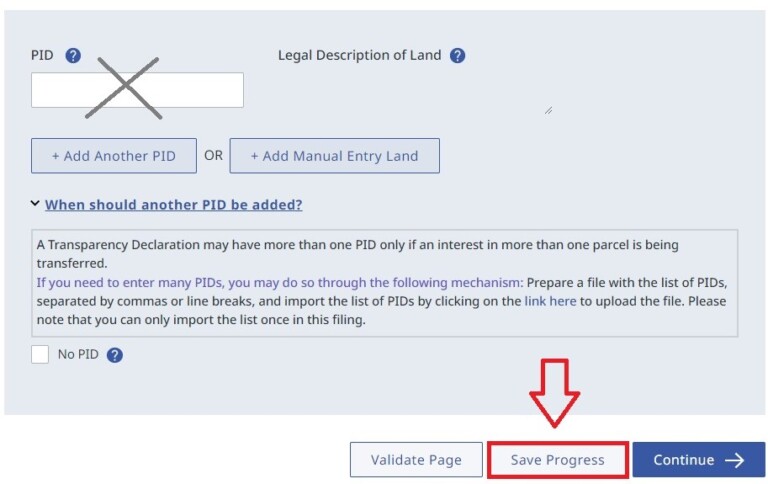 Upload multiple parcel identifiers (PIDs)