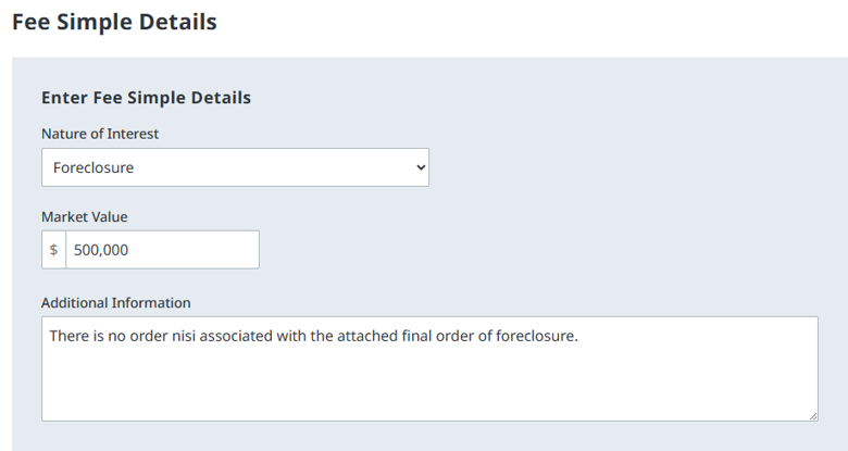 Fee Simple Details