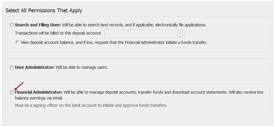 Financial Administrator permissions