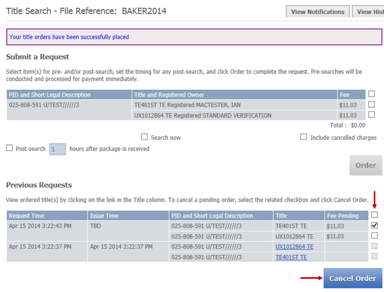 Package - Title Search Tab