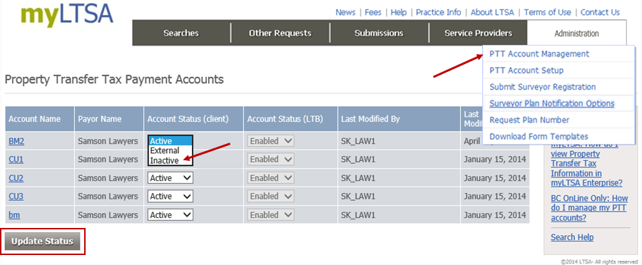 PTT Account - Update Status