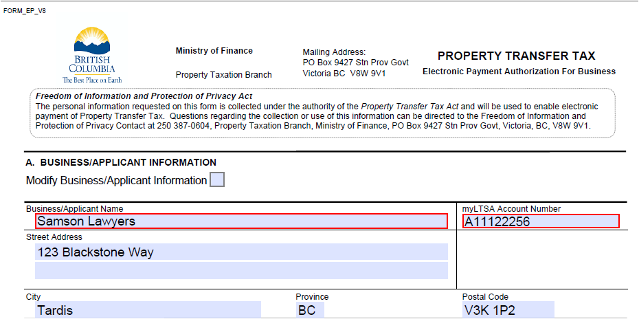 PTT EPA Form - Section A