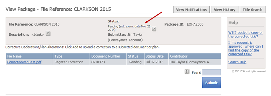 Package - Pending (estimated examination date) Status