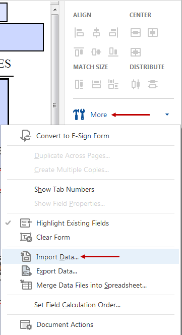 Acrobat DC Import Data