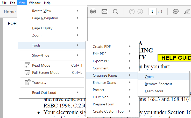 Acrobat DC Tools &gt; Organize Pages