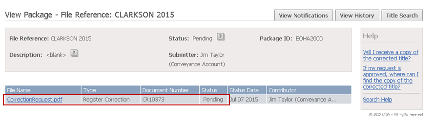 Land Title Correction Request Package