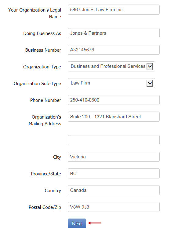 Organization's Details page