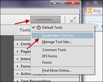 Acrobat 11 Create New Tool Set