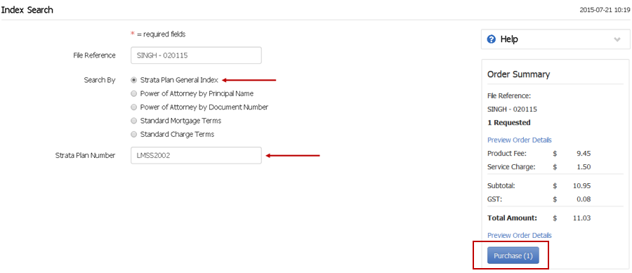 Strata Plan General Index Search