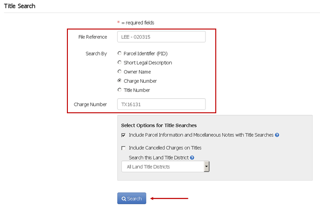 Title Search by Charge Number