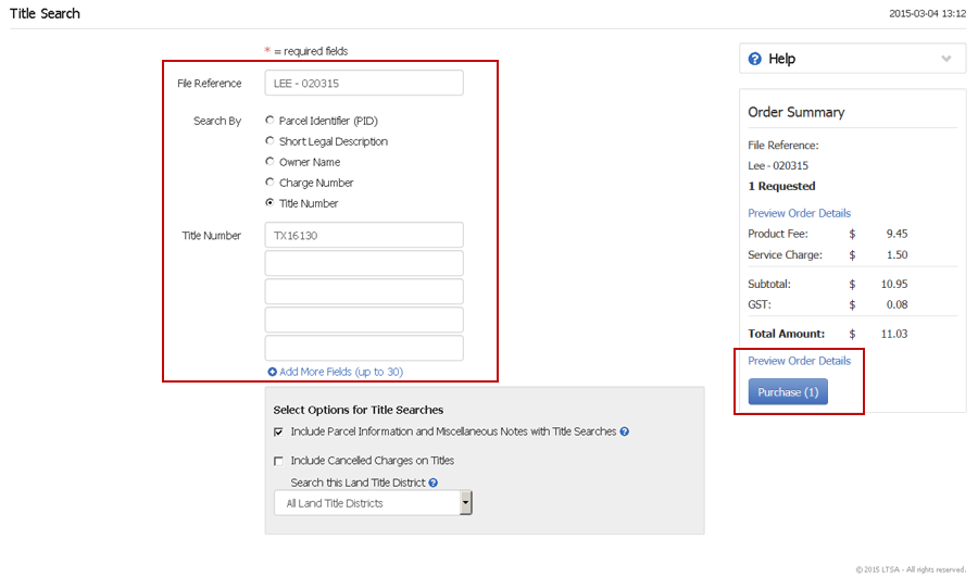 Title Search by Title Number